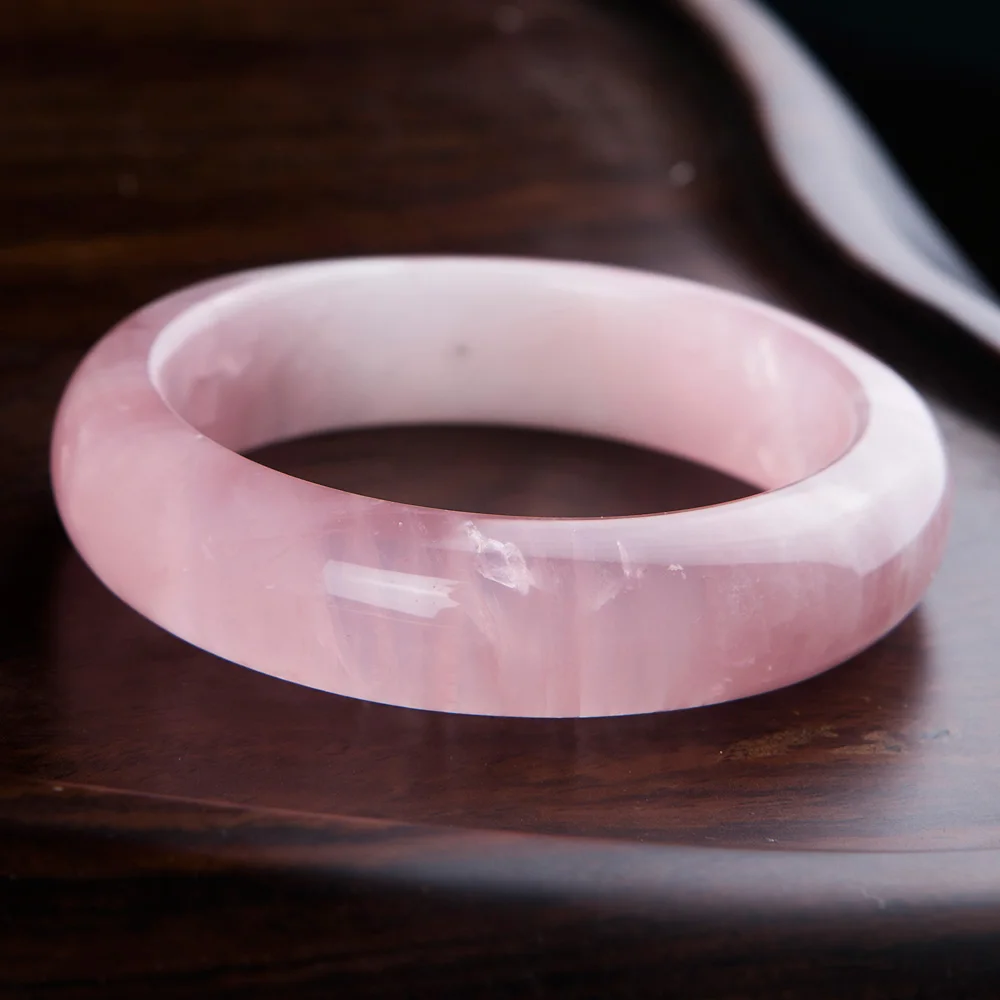 Natural Pink Rose Quartz Gemstone Woman Bangle Madagascar Fashion Bracelet 55mm 56mm 57mm 58mm 59mmm 60mm AAAAA