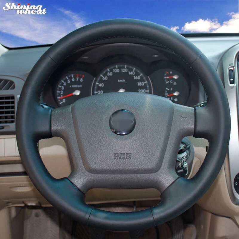 

Shining wheat Hand-stitched Black Leather Steering Wheel Cover for Kia Cerato 2005-2012 Old Kia Ceed