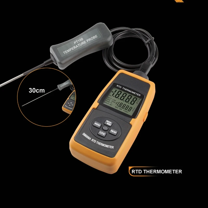 High Precise Industrial Digital Platinum Resistance Thermometer PT100 Probe Data Record 200C-600C RTD Temperature Measurement