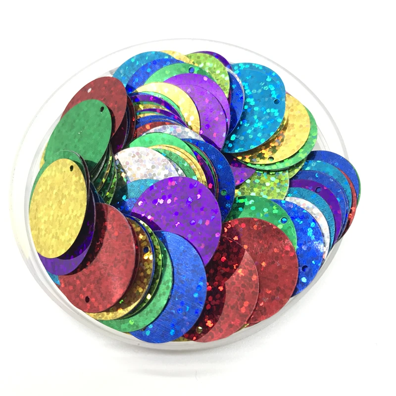 200Pcs 25mm Colorful Large Sequins With 1 Side Hole PVC Flat Round Loose Sequin Paillettes Sewing Craft DIY Scrapbooking Pendant