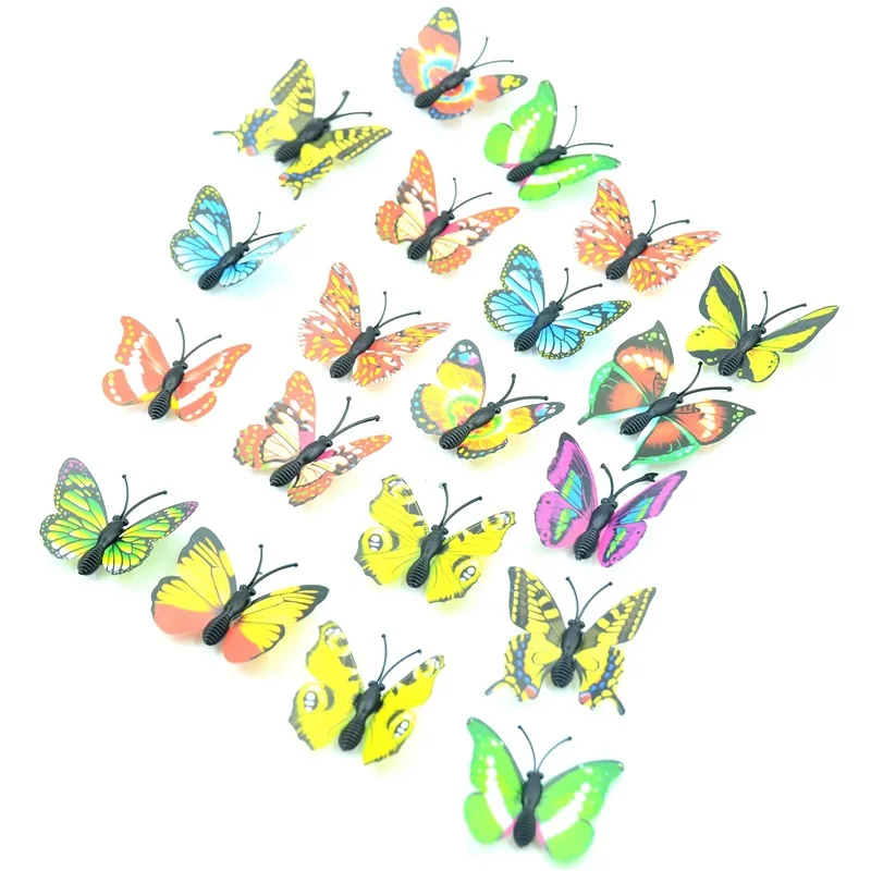 12Pcs Multicolor Magnet 3D PVC Flower Butterfly Wall Stickers For Girl Kids Baby Rooms Kitchen Home Decoration Adhesive to Wall