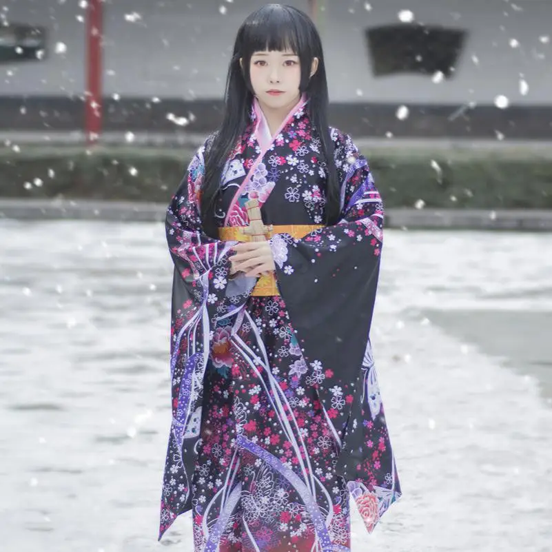 Vintage Original Traditie Silk Yukata Jurk Met Obi Japanse Stijl Vrouwen Kimono Badjas Sexy Halloween Cosplay Kostuums S-3XL