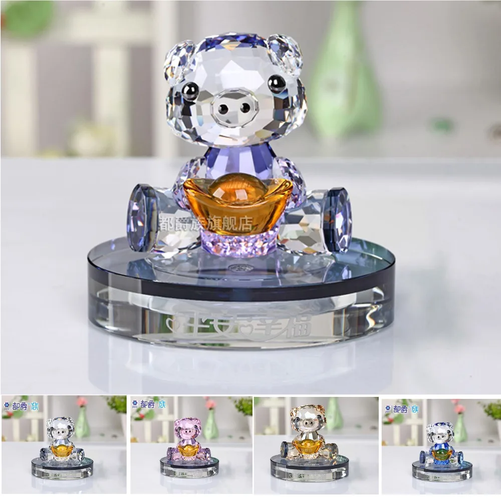 Friend Lover best gift # Wedding & Engagement Birthday Party Anniversary Handicraft 3D color crystal Yuanbao Bear sculpture