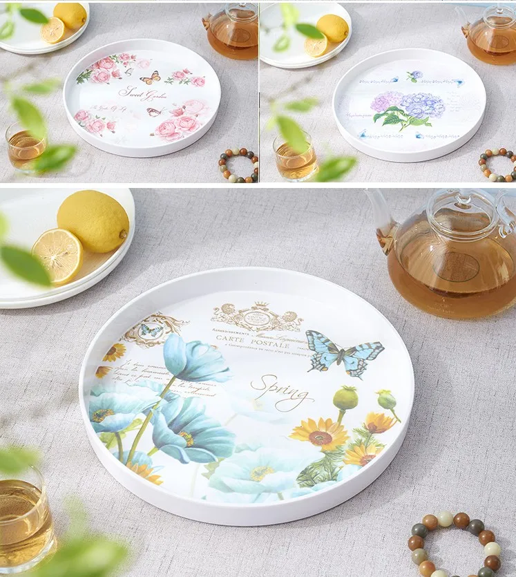 39cm,35cm,30cm round dish plate Square Trays for Party/Hotel/Home Dinner Plate Dish  for Snacks Fruit Milk
