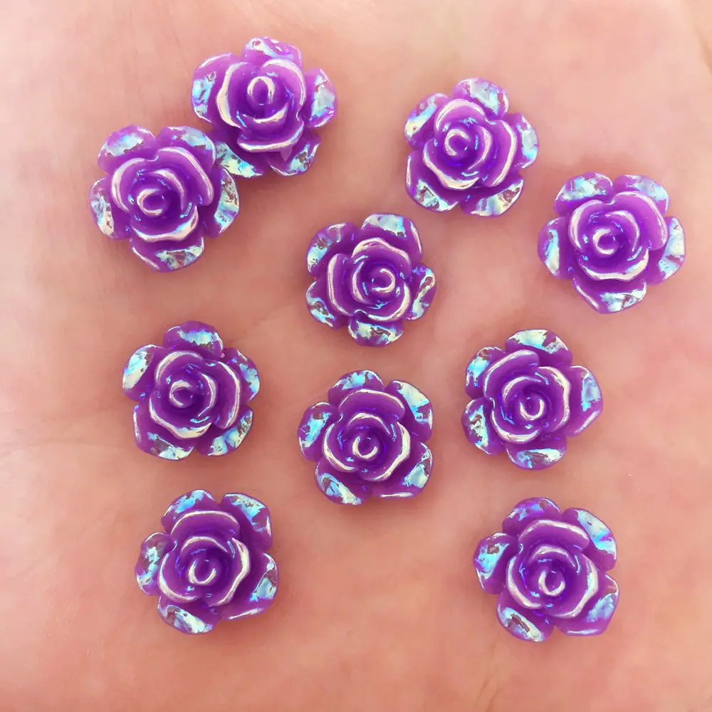 60pcs AB Resin 12mm Mini Cute Flower Flatback Rhinestone Scrapbook Ornaments DIY  Wedding Appliques Craft W82*2