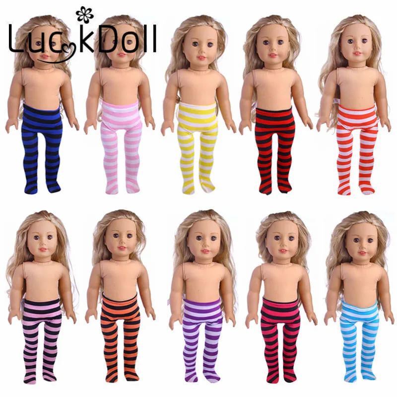 New arrival of multi-color striped tights for 18 inch American doll, is to give children the best gift