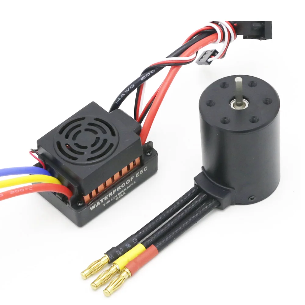 Neues Upgrade Wasserdichter 3650 3900KV RC Auto Bürstenloser Motor 60A ESC Programmierer für 1/10 Fernbedienung LKW Auto Motor – Detail 11