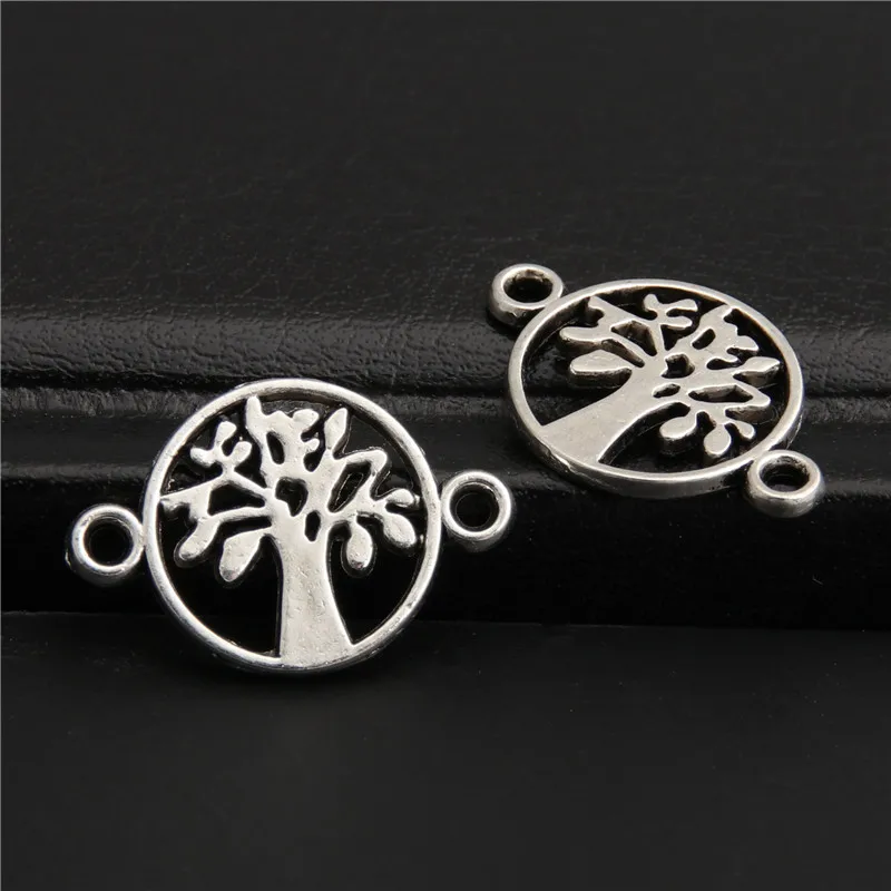 50pcs Tibetan Silver Color Peace Tree Connector Charms Diy Bracelet Necklace Pendant Jewelry Finding A2748