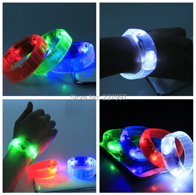 100 pcs voice control led bracelet sound activated glow bracelet for party clubs concerts dancing christmas DHL free shipping