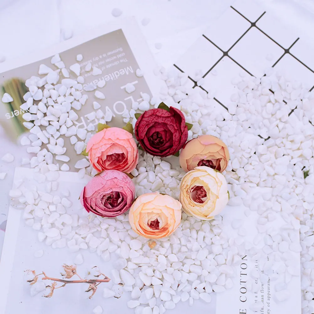 20 Stück Seiden-Teeknospen-Rosen Weihnachten Heim Raum Party Hochzeit Deko DIY Geschenke Süßigkeitenbox Günstige Künstliche Plastikblumen Wand – Detail 1