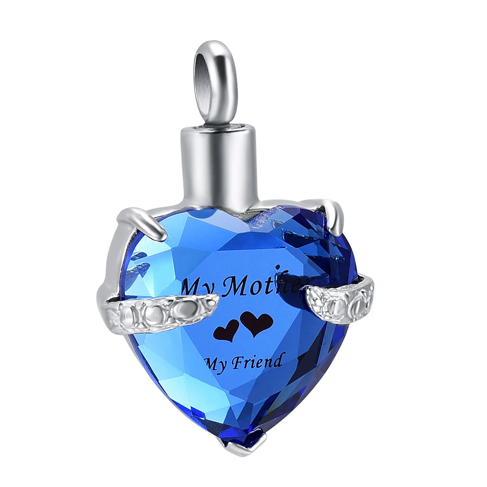 

CMJ9790 Mom Rembrance Heart Shape Crystal Urn Jewelry Ashes Keepsake Urn Necklace Charm Cremation Pendant for Mom