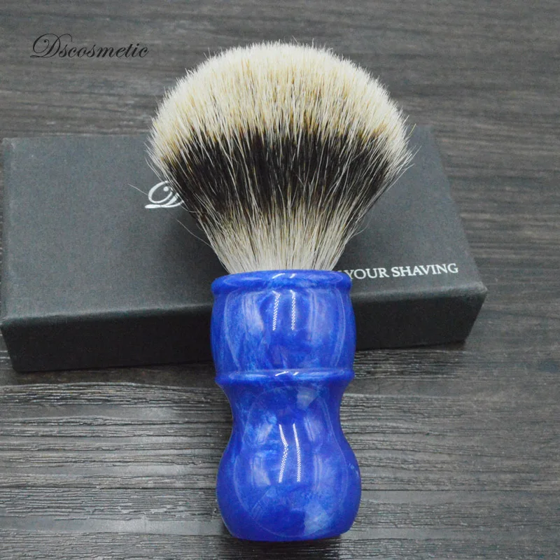 

dscosmetic new blue ocean resin handle 24mm two band badger hair knot shaving brush for man wet shave