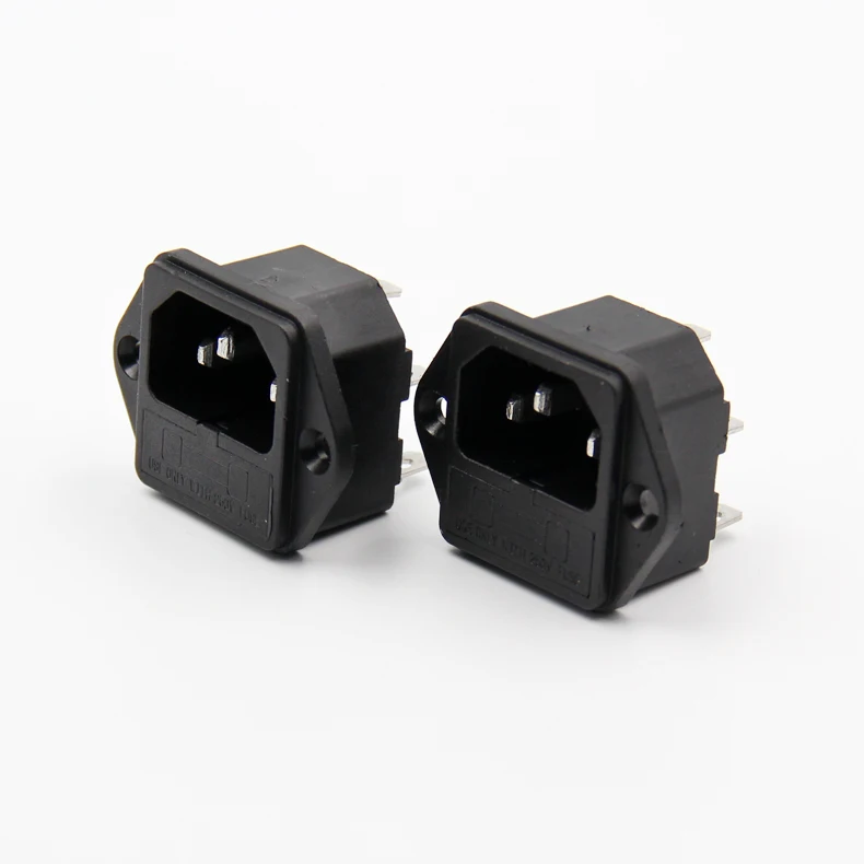 新しいパネルマウント3ピンiec 60320 C14入口オス電源プラグ15A ac 250v w/ヒューズホルダー