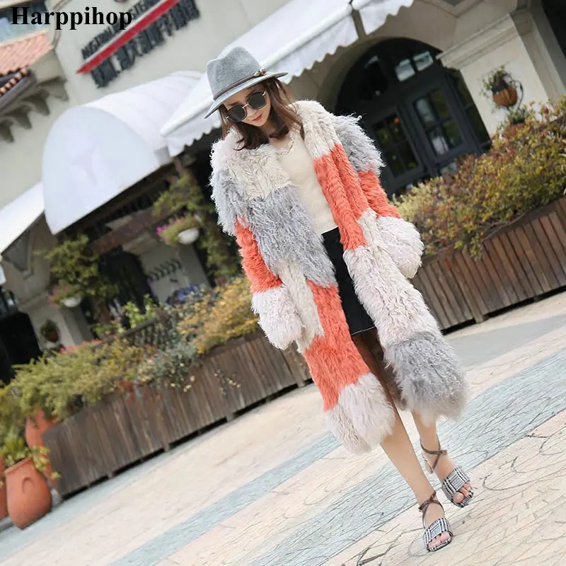 2020 autumn and winter rabbit hair wool knit fur coat female short paragraph long paragraph round collar colorful color coat