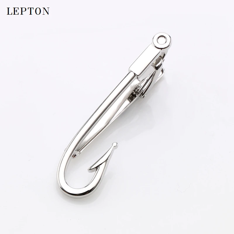 High Quality Silver color metal hook Tie Bar for Men Suit Clasp Clip gift box packaging 50 piece/Lot  Mens Tie clips wholesale