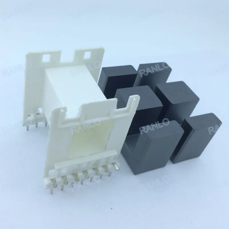 EE55 1500W high quality frame TDG EE55/55/21A TP4 magnetic ferrite core 7+7pin transformer bobbin thru-hole horizontal