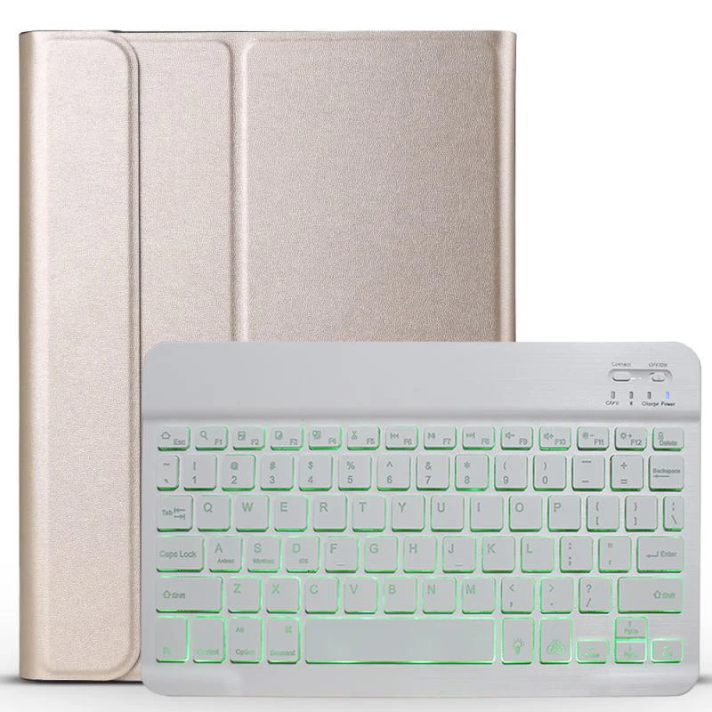 

PU Leather Smart Case with 7 Colors LED Back-lit Bluetooth Keyboard for Apple iPad Air 10.5 2019 Pro 10.5 Tablet Cover+Pen