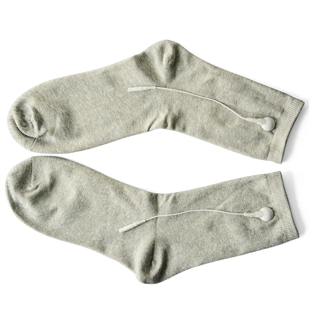 Pair of Conductive Slivery Fiber Electrode Massage Gloves & Socks Use For TENS/EMS Unit For Physical Therapy