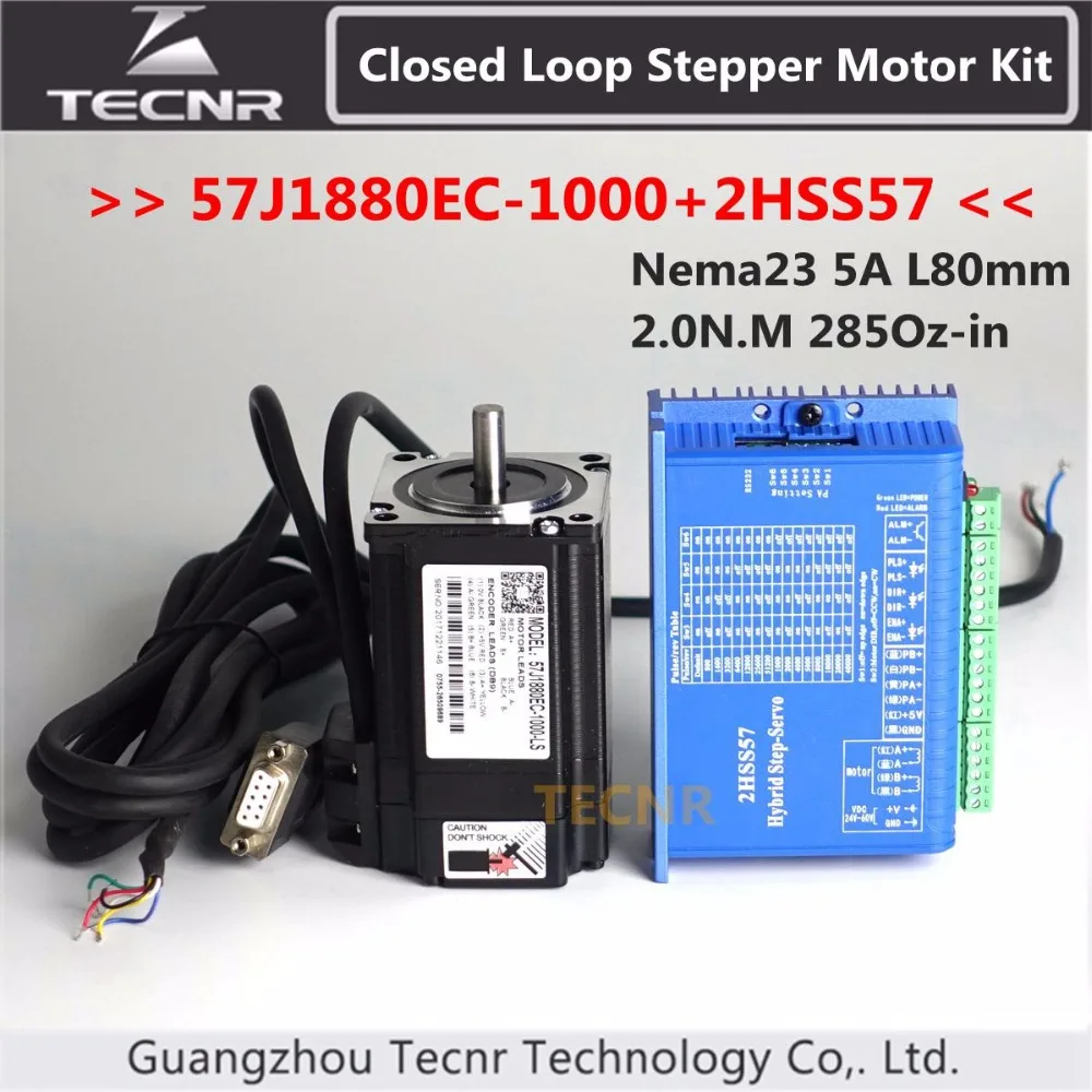 

57J1880EC-1000+2HSS57 Nema23 Hybird Closed Loop Stepper Motor Kit 2.0N.m 285Oz-in 2 phase stepper motor driver