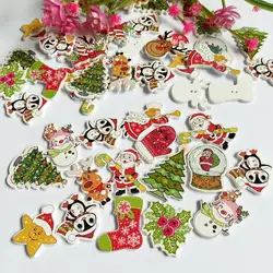 50 teile/paket Mix Weihnachten Dekorative Holz Knöpfe 2 Löcher Handgemachte Scrapbooking Für handwerk Liefert Nähen Zubehör