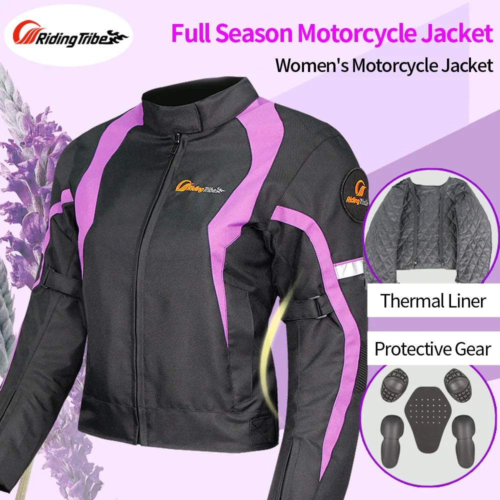 Women Motorcycle Jacket Winter Lady Riding Clothing Four Seasons Waterproof Windproof Reflective Suit Protective Coat JK-64