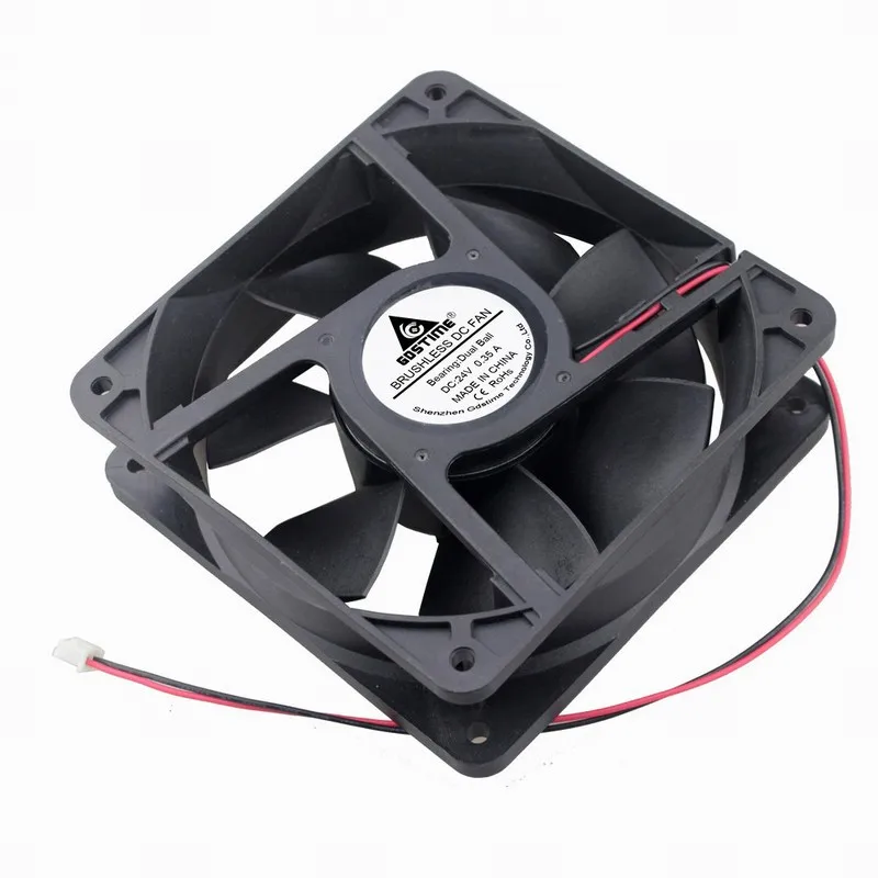 Gdstime 10 Pcs DC 24V 120*120*38mm 12cm Ball Bearing PC Case CPU Cooling Fan 120mm x 38mm Big Cooler 12038 0.35A 3000RPM 2Pin