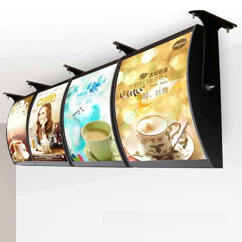 (3 Graphics/ Column) Hanging Style Single Sided Menu Light Boxes & Poster Signs for Restaurant Take Away