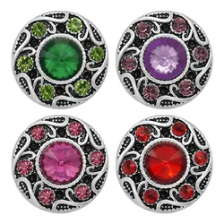 New Beauty elegant pattern rhinestone Metal 18mm snap buttons KZ3196 for DIY snap jewelry charm fittings wholesale