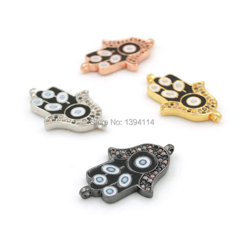 

25*17*2mm Micro Pave CZ Of Mixing Colors Palm Connector With 5 Circles Enamelled Fit For Women As DIY Bracelets Accessory