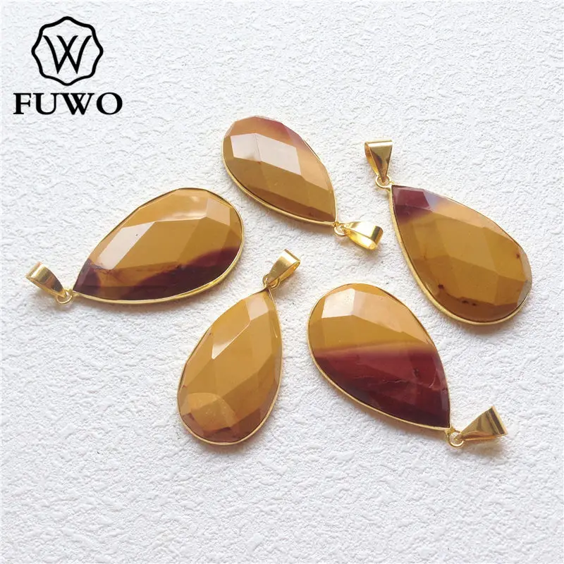 

FUWO Wholesale Faceted Yellow Quartz Pendants,Water Drop Natural Stone Accessories For Women Jewelry Making 5Pcs/ Lot PD189