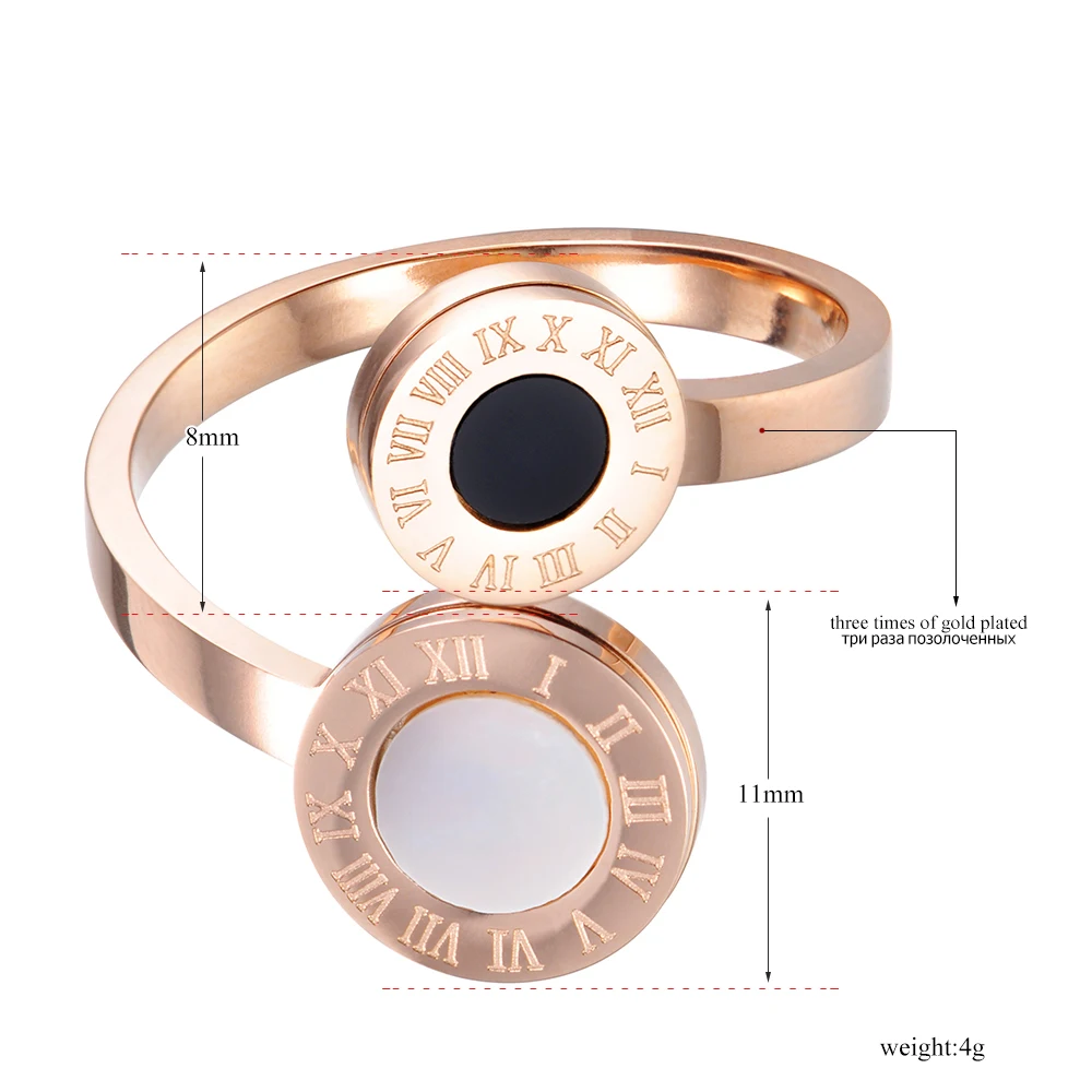 JeeMango Classic Vintage Rose Gold Color Rings Roman Alphabet 316L Stainless Steel Wedding Rings Jewelry For Women Anillo R17040