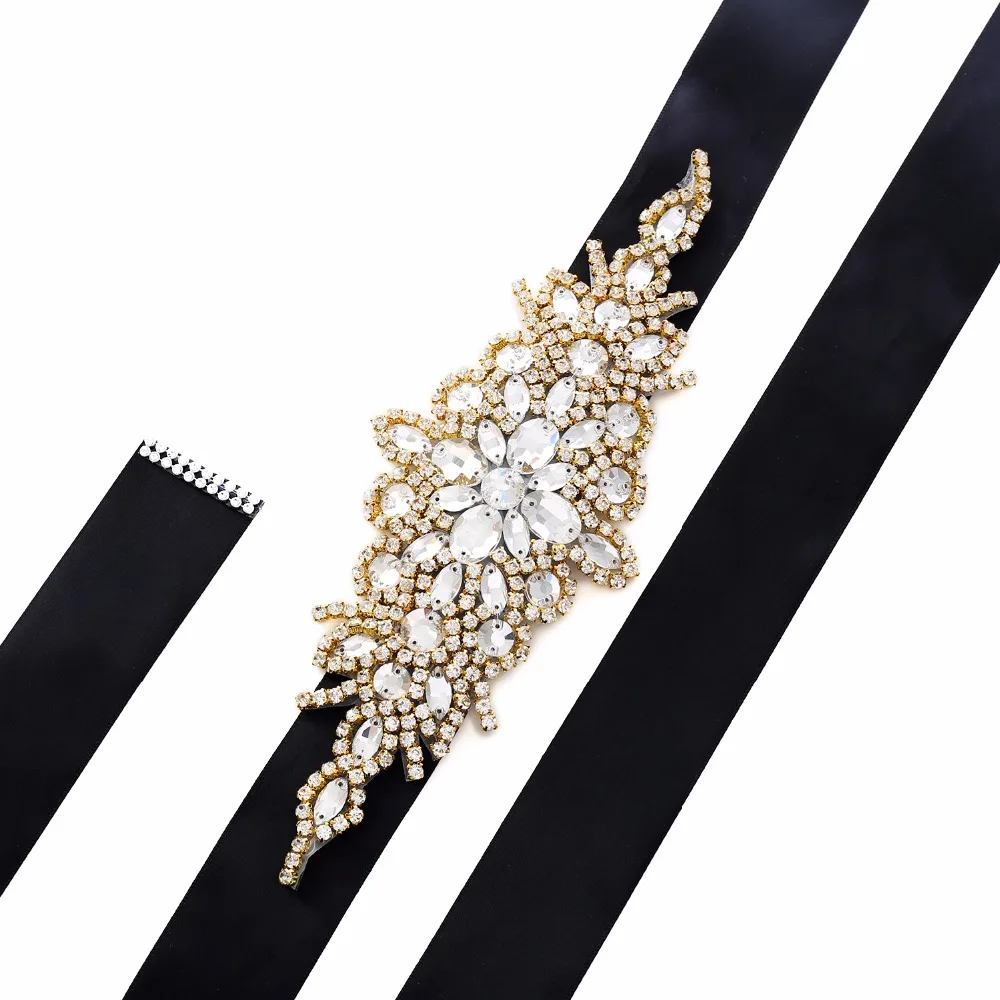 Sesthfar Kralen Bridal Belt Sash Crystal Wedding Sash Steentjes Wedding Riem Goud Voor Vrouwen Avondjurken