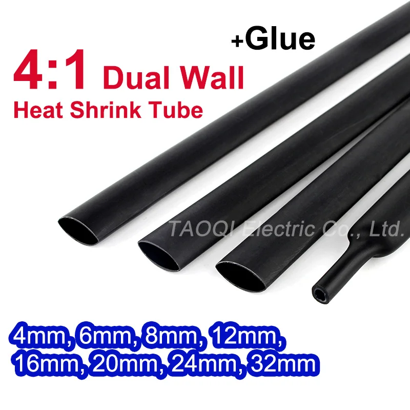 

Heat Shrink Tube with Glue Adhesive Lined 4:1 Dual Wall Tubing Sleeve Wrap Wire Cable kit 4mm 6mm 8mm 12mm 16mm 20mm 24mm 32mm