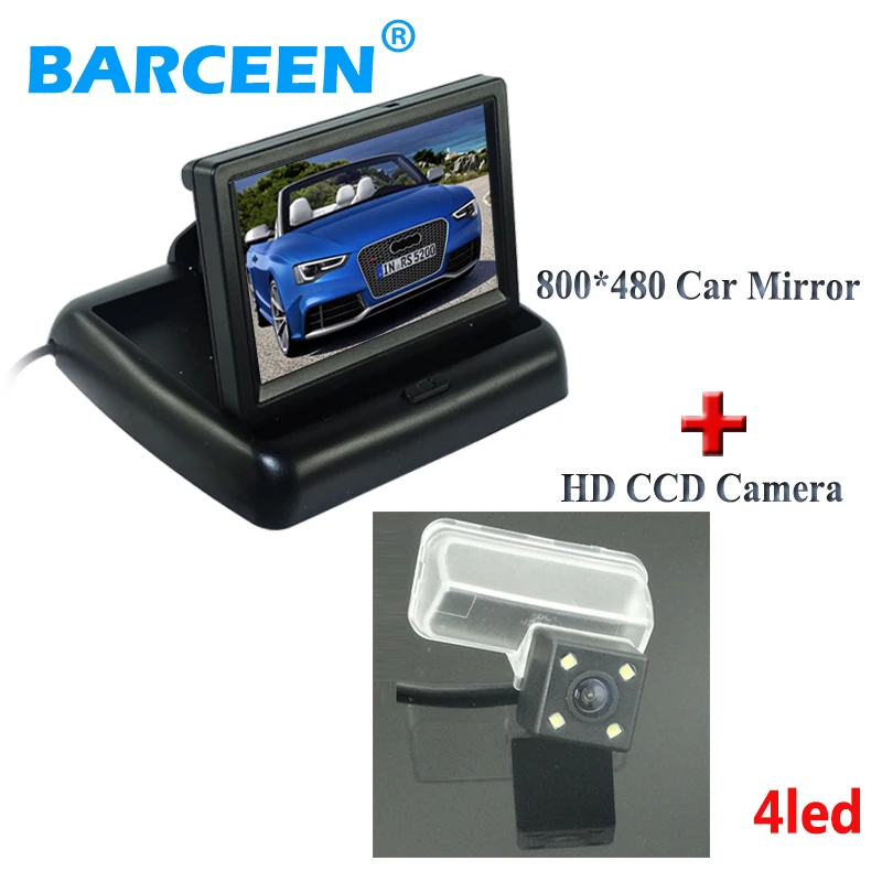 

4.3" foldable car parking monitor +glass lens car rear reserve camera 170 degree 4 led lamp use for CITROEN DS4 2012 /C4L 2013