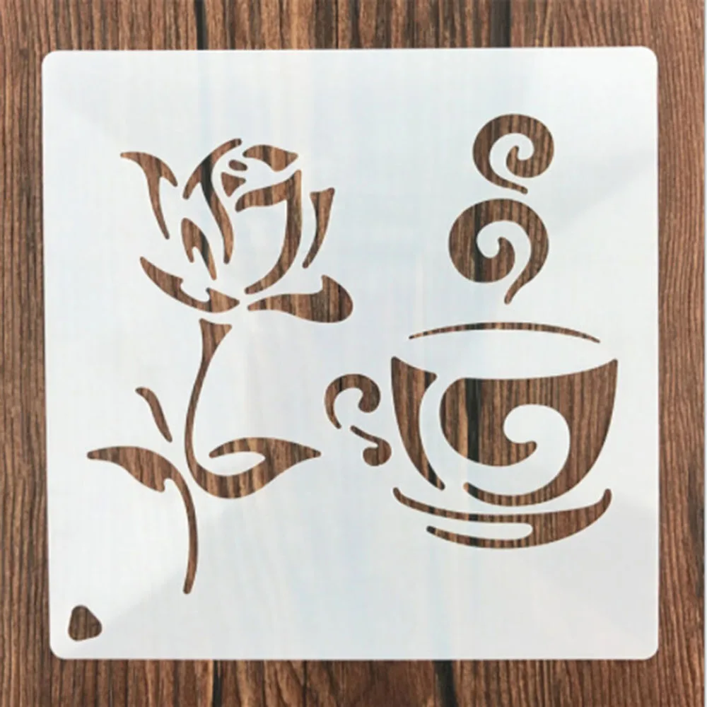 Coffee Rose Flower Shaped Reusable Stencil Airbrush Painting Art Cake Spray Mold DIY Decor Crafts