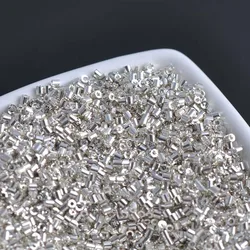 16g 1000X 2*3mm AB Silver Plated Opaque Tube Loose Spacer Beads Cezch Glass Seed Beads Handmade Jewelry Making DIY Garment Bead