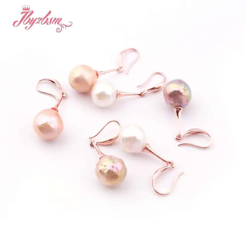 8-10mm Round 100% Natural Keshi Edsion Natural Freshwater Pearl Elegant Exquisite Earrings 1 Pair Jewelry Wedding Party Gift