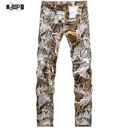 Pantalones vaqueros con estampado de piel de serpiente para hombre, pantalón ajustado para Club nocturno, DJ, talla grande, novedad de 2021