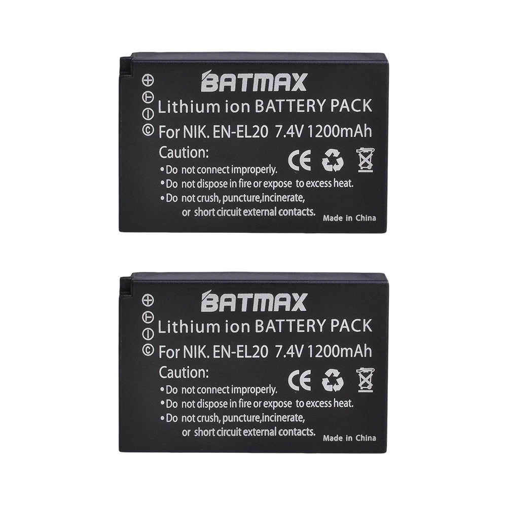 EN-EL20 EN EL20 EN EL20a Battery + LCD Dual USB Charger with Type C Port for Nikon Coolpix P1000 Nikon1 J1, J2, J3 Nikon1 AW1