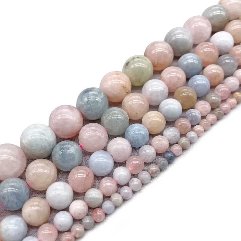 Wholesale Natural Morgan Gem Stone Crystal 4 6 8 10 12MM Round Loose Beads Fit Diy Jewelry Charm Bracelet Necklace Making