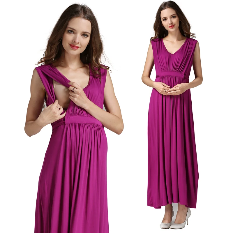 Emotion Moms Women\'s Long Summer Party Evening Dresses  Maternity Breastfeeding Pregnancy Dresses for Pregnant Women