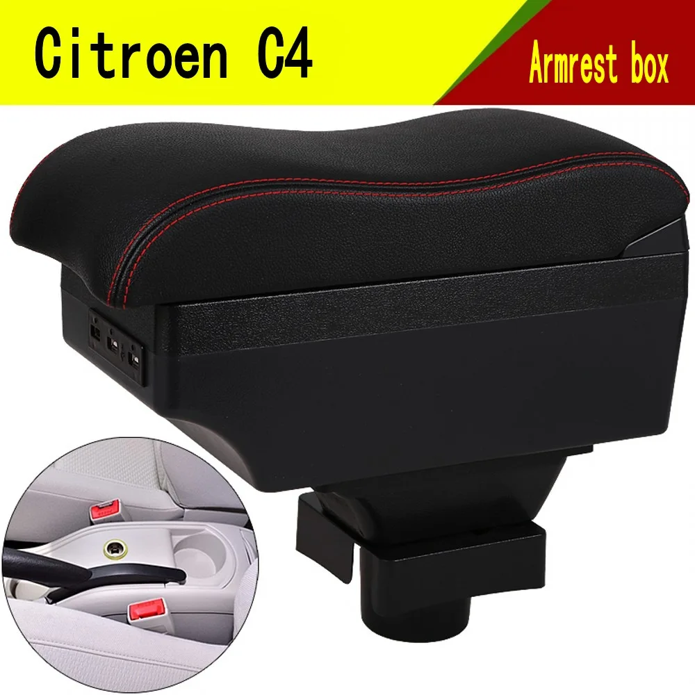 

For Citroen C4 Armrest Box Car Center Console Storage Space Case Elbow Rest with Cup Holder USB Interface