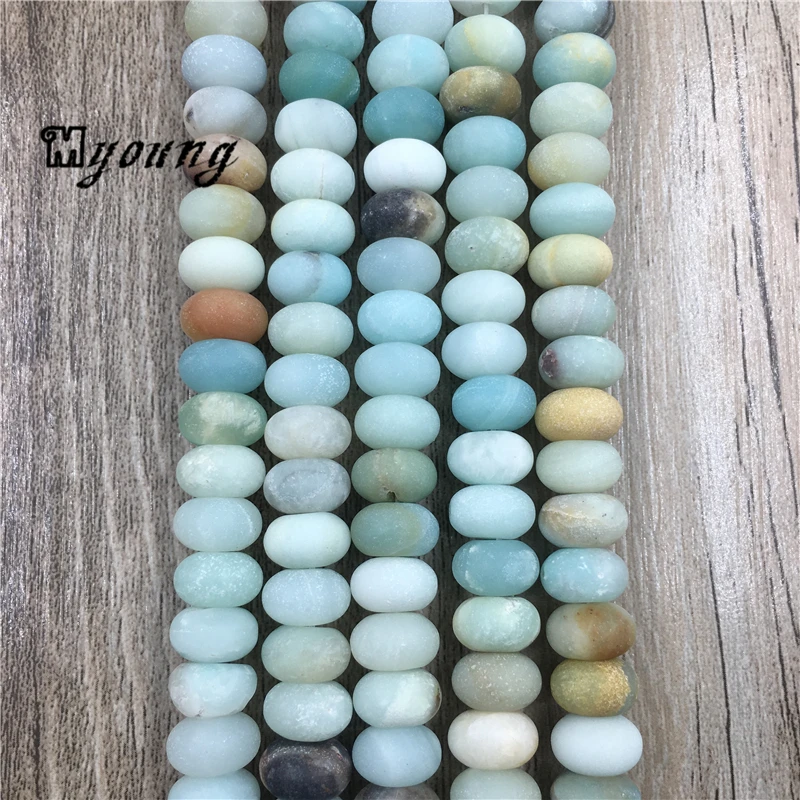 Matte Amazonite Abacus Beads,Natural Stone Rondelle Beads For Jewelry Making, 5Strands/Lot  MY0004