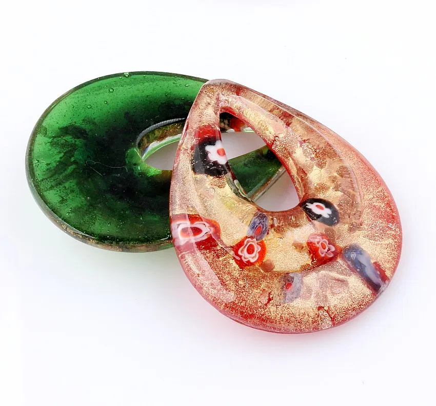 Fashion Beauty Wholesale 6pcs Handmade Murano Lampwork Glass Mixed Colorful Drop Millefiori Charms Pendants