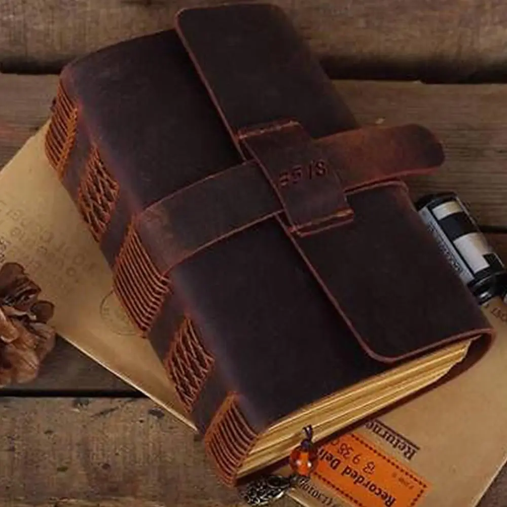 Blank Diaries Journals notebook note book traveler thick genuine leather A6 B6