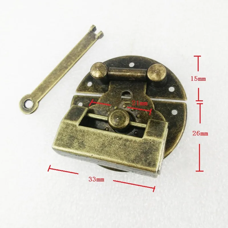 

Antique Chinese Furniture Hardware Iron Handle Lock Hasp Jewelry Wooden Box Locking Buckle Lock Furniture,41mm