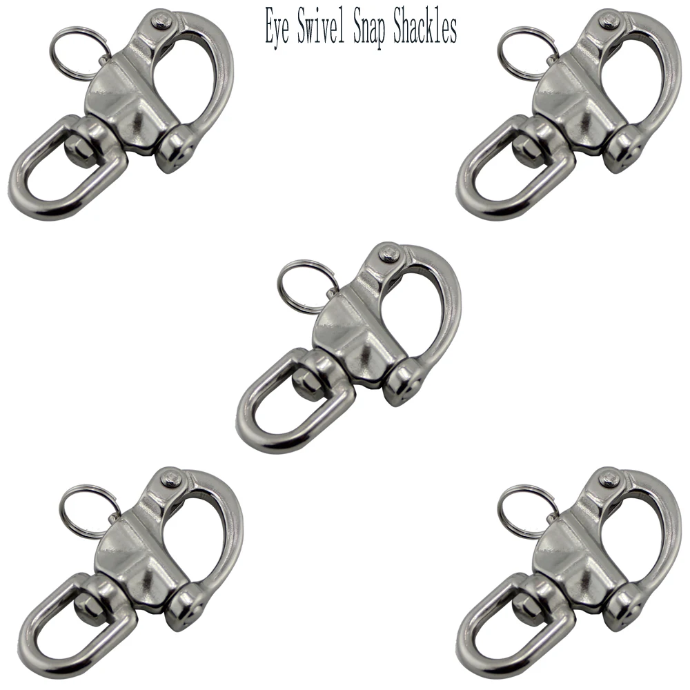 128mm Stainless Steel Eye Swivel Snap Shackle Quick Release Eyelet Shackles with D Ring Marine Boat Rigging Hardware 5pcs