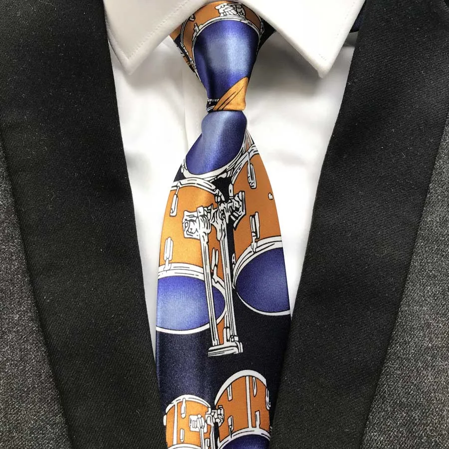 Designer's Musical Tie Fashion Men Printed Drums Necktie for Musician Concert