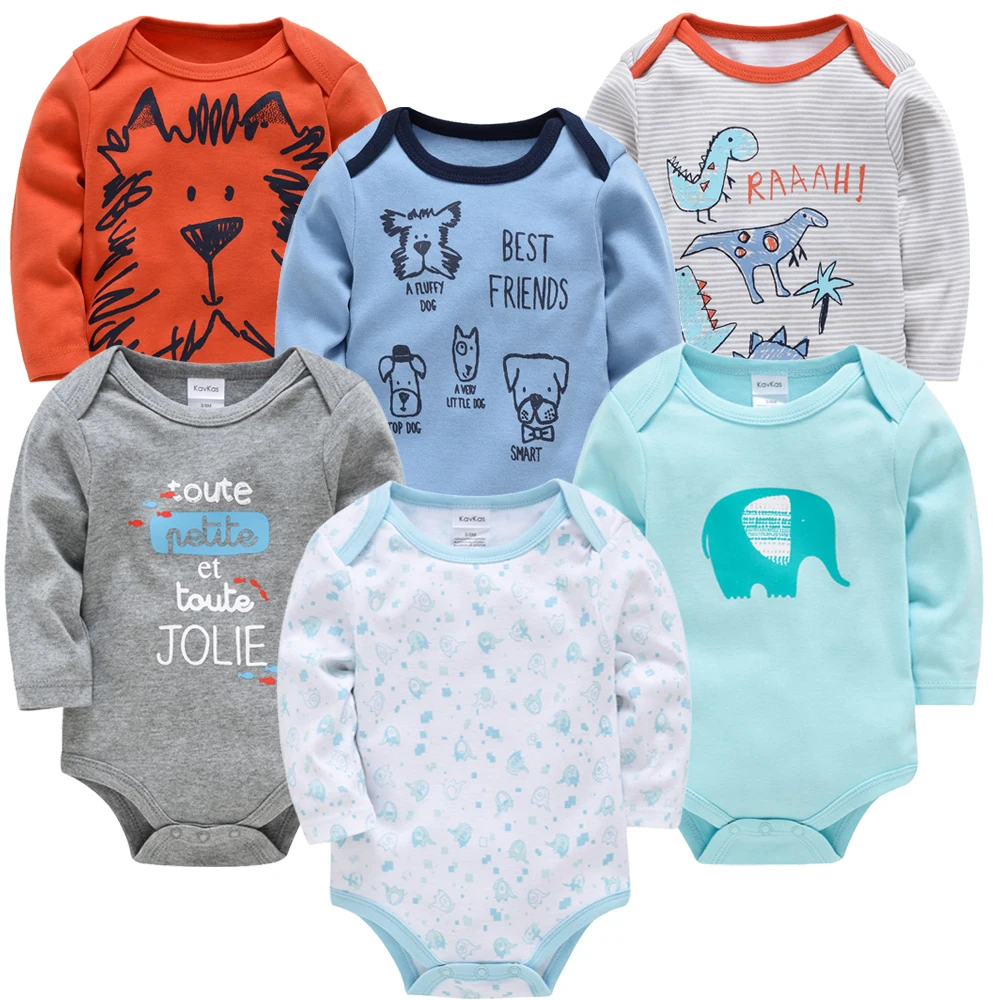 2023 Baby Girls Clothes 3 6 pcs/lot pour nouveaux Cotton Long Sleeve Girl Bodysuit 0-24 Months Newborn Boys Clothing Toddler