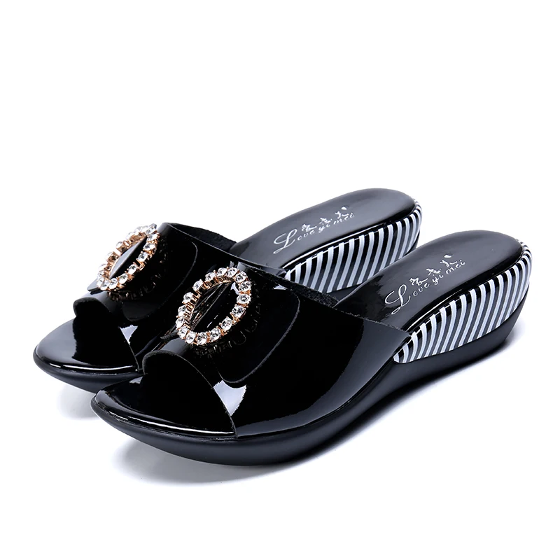 GKTINOO Genuine Leather Slippers 2024 New Fashion Antiskid Summer Shoes Women\'s Bowknot Rhinestone Sandals